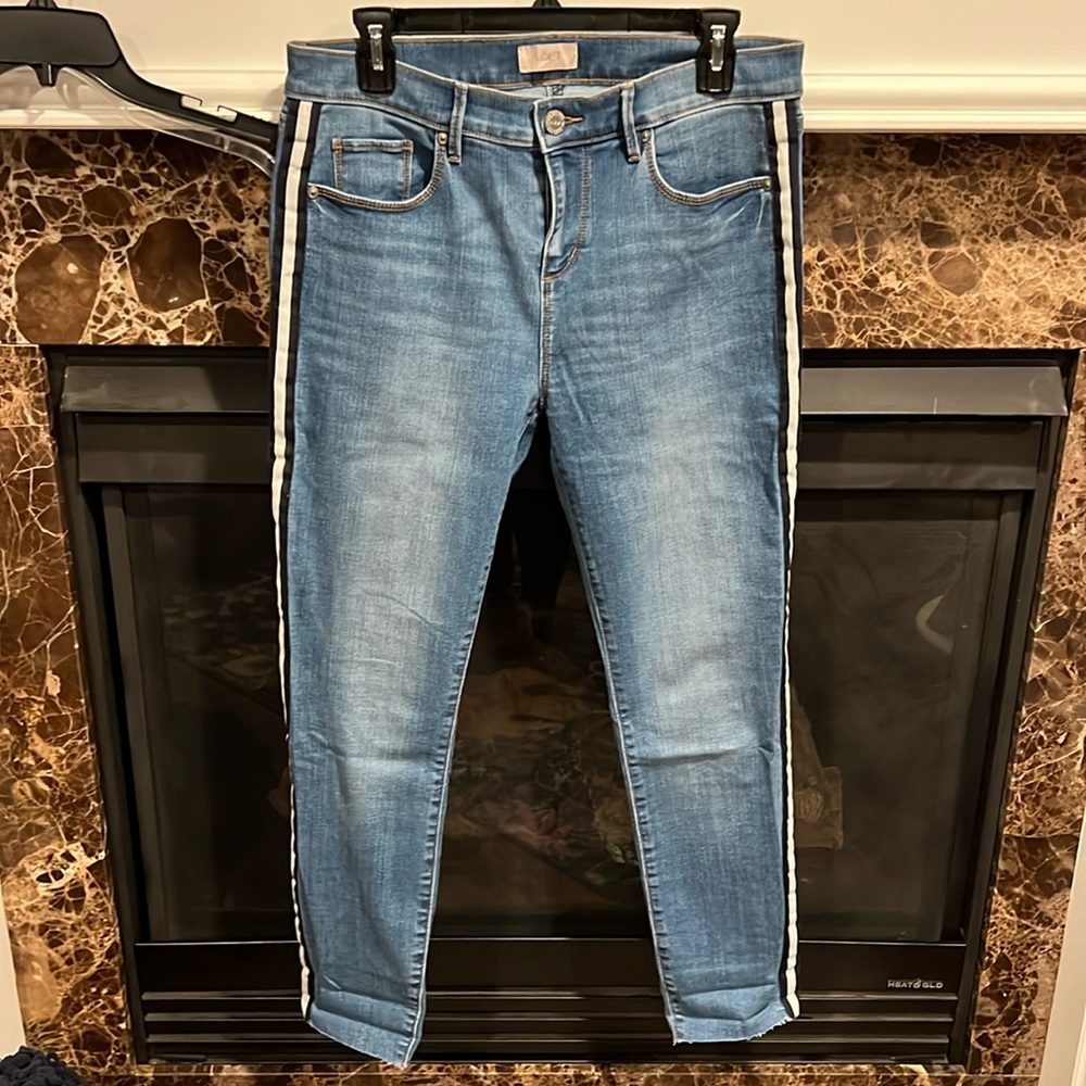 Loft High Rise Skinny Jeans with Side Stripe